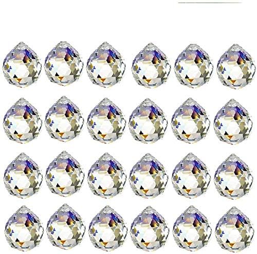 Toowood K9 Crystal Ball Drop Prisms Optical Glass Triangular Prism Pyramid for Photography Decoration Birthday Gift Teaching (PrismBall 1.2"/30mm 24 Pack)