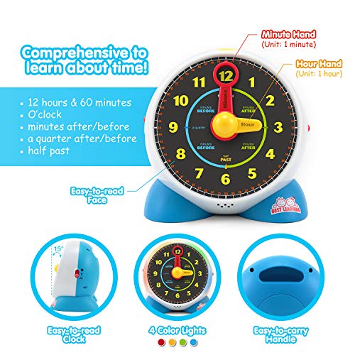 BEST LEARNING Learning Clock Educational Talking Learn to Tell Time Teaching LightUp Toy with
