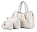 Tibes Fashion Pu Leather Handbag+Shoulder Bag+Purse 3pcs Bag Tote Beige