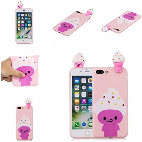 iPhone 7 Plus Case, iPhone 8 Plus Case, Tznzxm Funny 3D Cartoon Animal Character Design Shockproof Lovely Soft Silicone Rubber Non-Slip Back Case Protective Cover for iPhone 7 Plus / 8 Plus Ice Cream