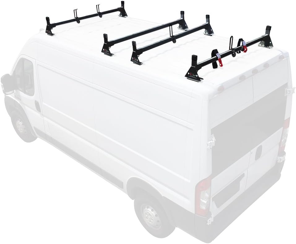 Best Vantech H1 Aluminum Universal Van Roof Rack 2 Bar Low Profile Ladder