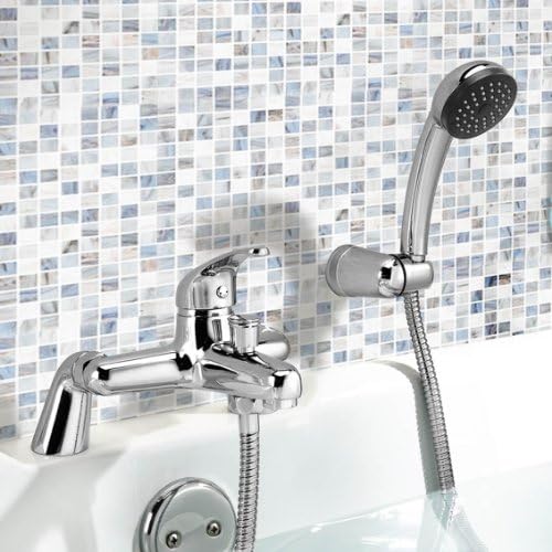 iBathUK | Chrome Bath Filler Mixer Tap Hand Held Shower Head Handset Set TB116