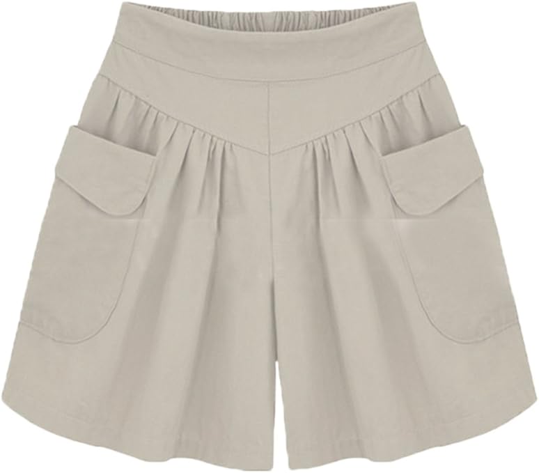 Women Wide Leg Shorts High Waist Solid Shorts with Pockets Amazon.co