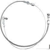 YoRise 24" Car Braided Throttle Cable, Adjustable Stainless Steel Auto Fuel Line Cable Kit with Aluminum Fitting &amp; Wrench, Universal Vehicle Accelerator Cables Replacement Accessories (Silver)