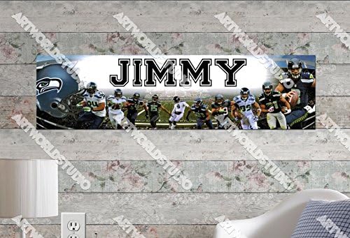 Seattle Seahawks #2-8.5"x30" Personalized Name Poster, Customize Name Sign, Birthday Party Banner