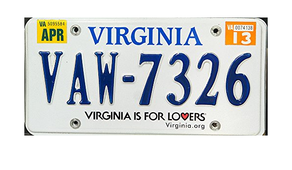 Amazon Com Virginia State License Plate Blue Letters On White With Virginia Is For Lovers Logo Automotive