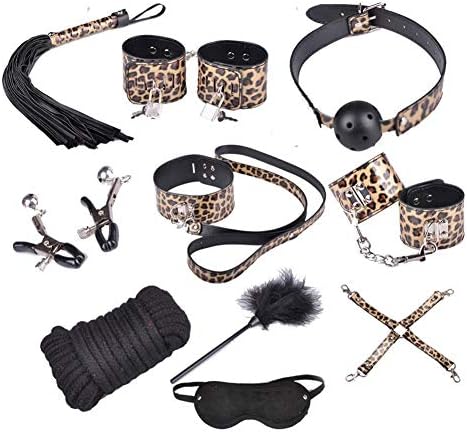 Blessvt 10PCS Couple Toy Kit Leather Bundled Binding Set For Sexy Fun