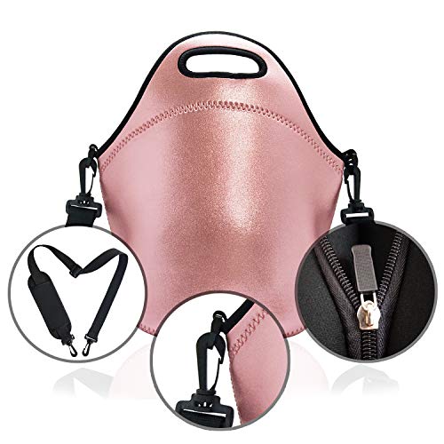 Neoprene Insulated Lunch bag, Lunch tote Boxes Bags for Kids Women Men Kids Children Work Office School Picnic Travel (Rose Gold)