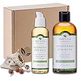 SPRING ONLY - Real, Organic Face And Body Bath Set. The Only pH 5.5 Balanced Shower Set For Sensitive Skin. Natural Bath Gift Sets For Women. Comes With Real Wild Soapberries - Peppermint