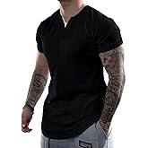 Dokotoo Men Mens Henley Shirts Short Sleeve Summer Casual V Neck Cotton Tee Shirts
