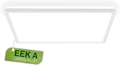 - LED Deckenlampe mit EEK A Lichtquelle, 14W, 3000lm, flach, indirektes Licht, Lampe, Deckenleuchte, Wohnzimmerlampe, LED Panel, Küchenlampe, Flur, 42x42x3 cm, Weiß