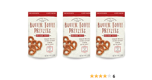 Amazon Com Everton Toffee Butter Toffee Pretzels 4 Ounce Bag Pack Of 3 Original Butter Toffee 4 Ounce Bag Grocery Gourmet Food