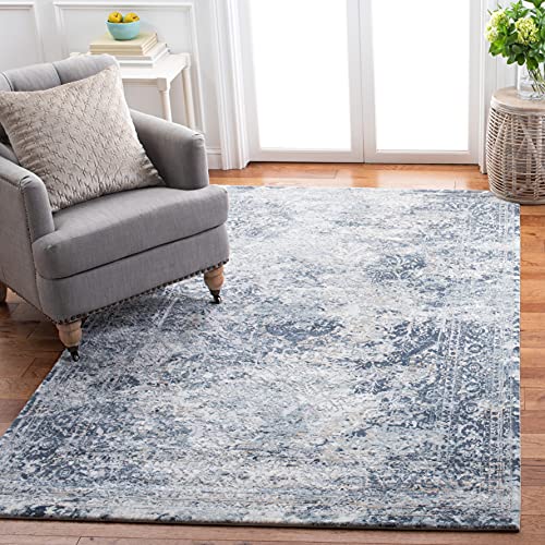 Martha Stewart x SAFAVIEH Area Rug Collection - 5'3" x 7'6", Cream & Blue, Non-…