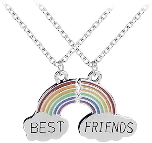2pcs Best Friends Forever Chain Pendant Necklace Bff Broken Heart Rainbow Heart Xmas Friendship Necklaces Women Men Jewelry Aliexpress