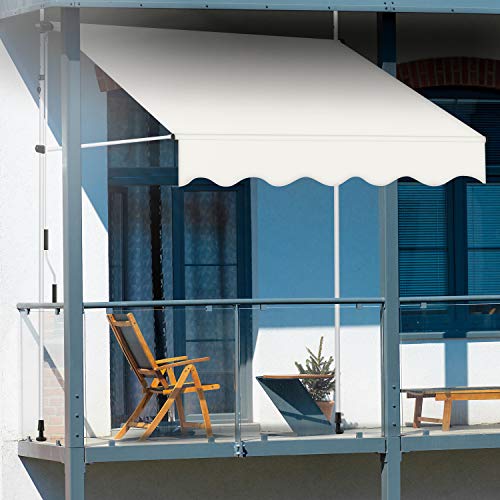 tillvex Klemmmarkise 250cm Beige mit Handkurbel Balkon | Balkonmarkise ohne Bohren | Markise UV-beständig… – Bild 8