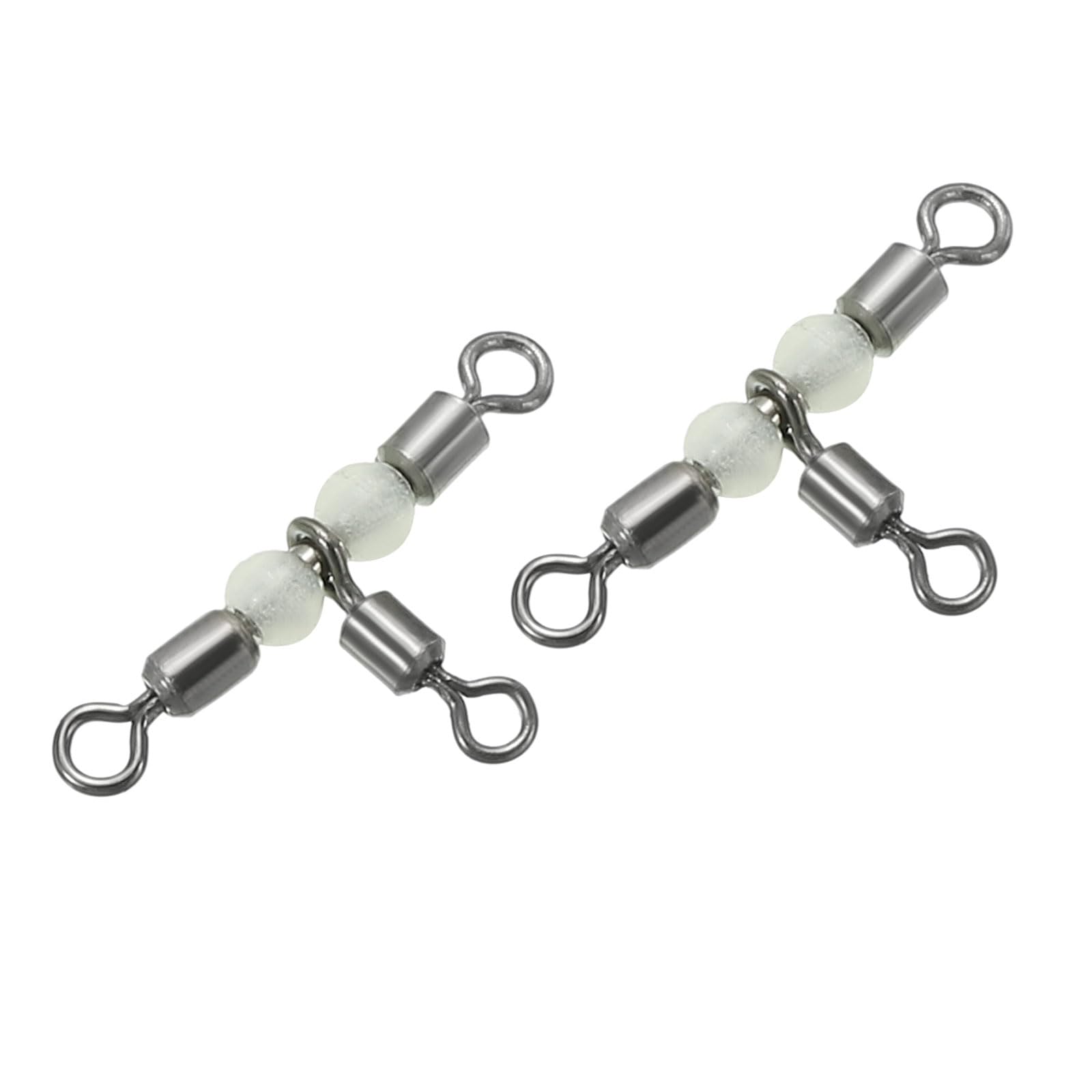 PATIKIL 3 Way Swivel 0.7x0.4 Inch, 10 Pack Cross Line T Turn Rolling Terminal Tackle with Luminous Beads for Catfish Surf Rig, Black
