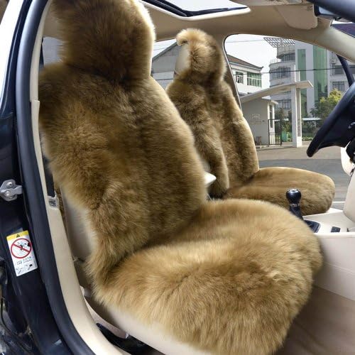 Genuine Sheepskin Universal Car Seat Covers Front Driver Seat Cushion 2 Pieces (color7)