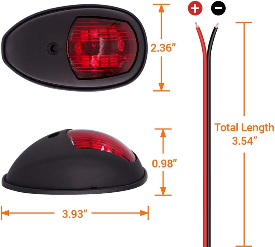 Obcursco LED Boat Navigation Lights, Boat Bow Light, Marine Boat Navigation lamp. Perfect for Pontoon, Skeeter, Power Boat and Skiff (Black) : Sports & Outdoors