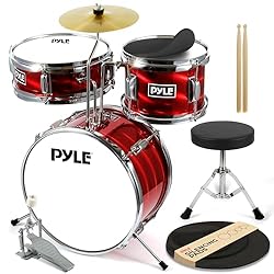 Pyle Kids Drum Set, 3 Piece Beginner Junior Drummer