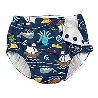 i play. by green sprouts Baby Boys Snap Reusable Absorbent Swimsuit Diaper, Navy Pirate Ship, 24 Months