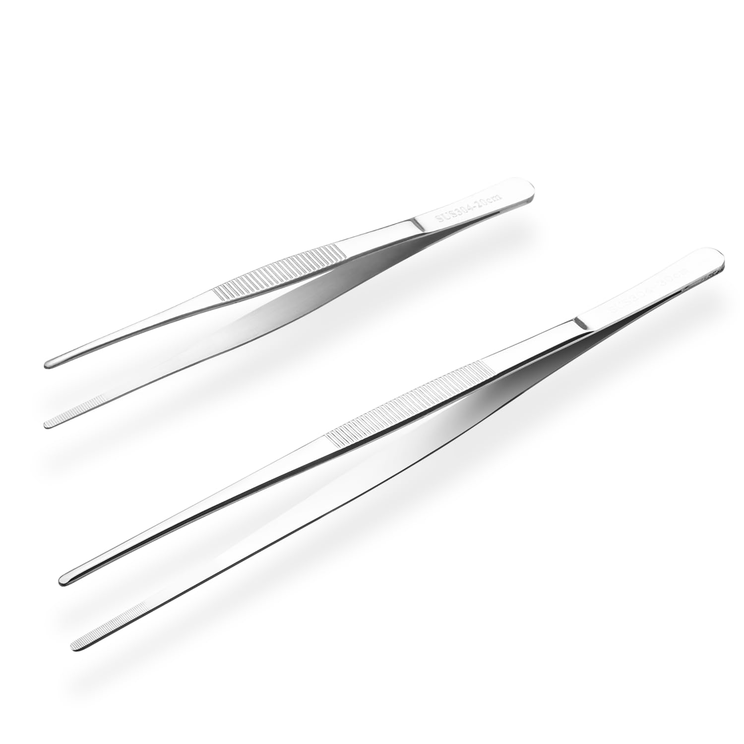Kiperline Barbecue Tweezers, 304 Stainless Steel, Dishwasher Safe, Meat Tweezers, 20 cm/30 cm, Silver, Straight