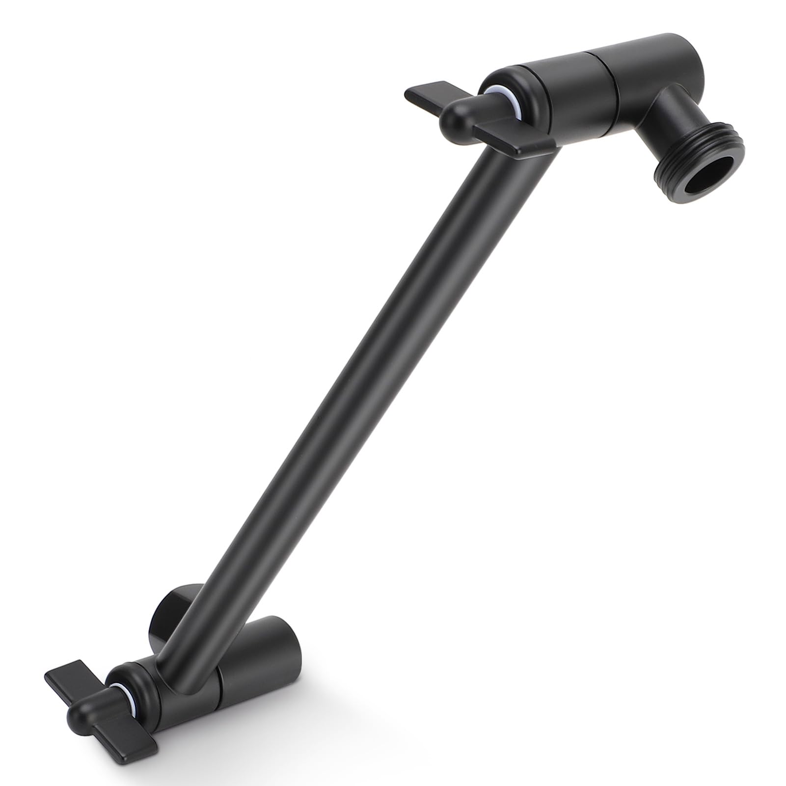 Gugxiom Shower Head Extension Arm, 10" Adjustable Shower Arms, Tool-Free Insatllation, Chrome Finish, Shower Extension Arm for Any Shower Angles, G1/2 Universal Connector (Black)