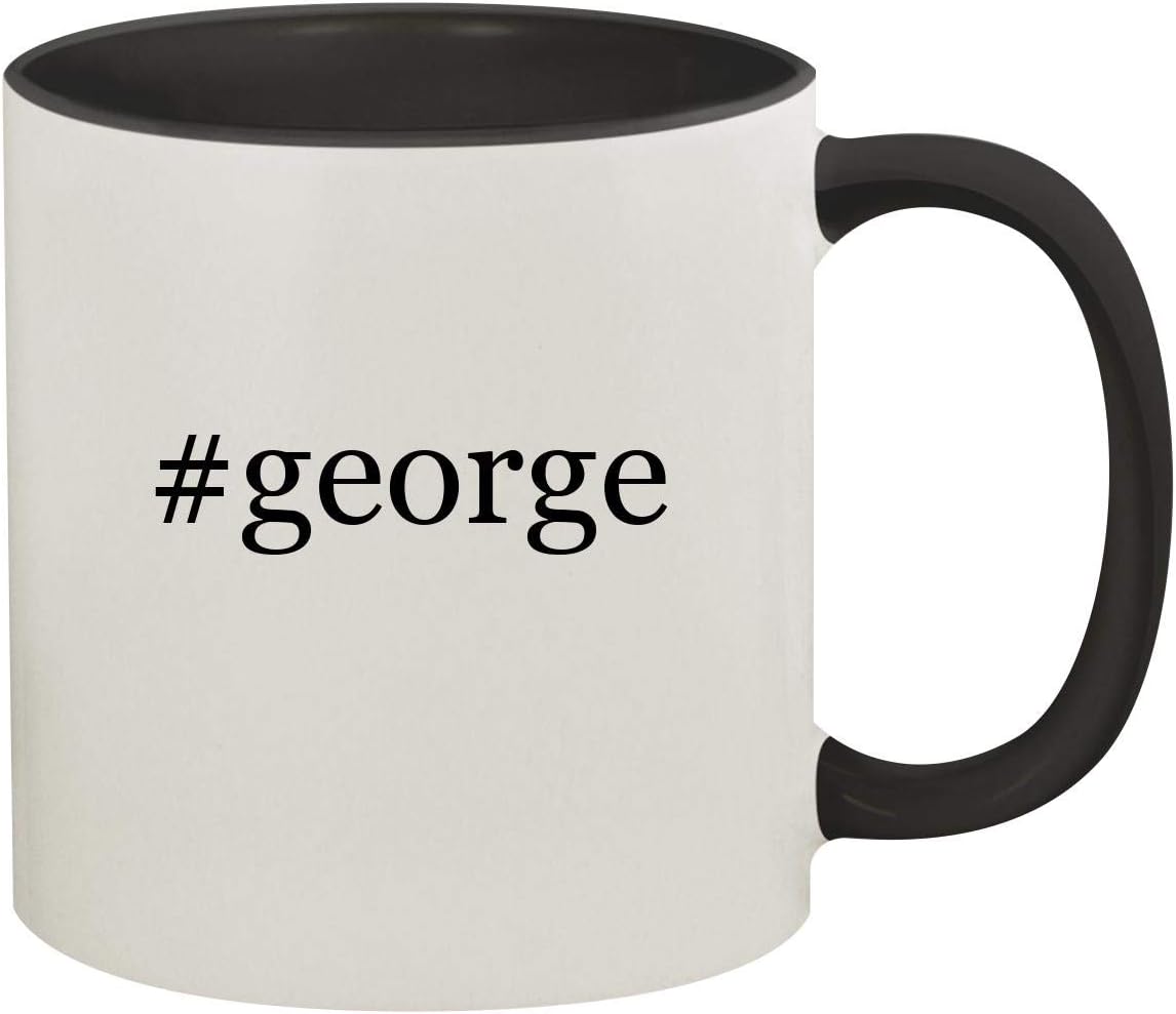 #george - 11oz Hashtag Ceramic Colored Inside & Handle Coffee Mug, Black