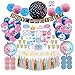 Gender Reveal Party Supplies (120 PCS) by Serene Selection, Baby Shower Decorations Kit, Confetti Pink Blue Balloons, Boy or Girl Banner, Cup Cake Toppers, Photo Booth Props, Tassels Set Pom Pom
