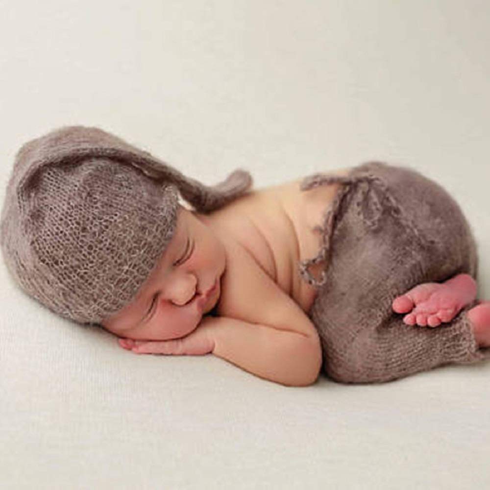 Newborn Baby Girl/Boy Crochet Knit Costume Photography Prop Hats and Outfits (Sleepy Angel)