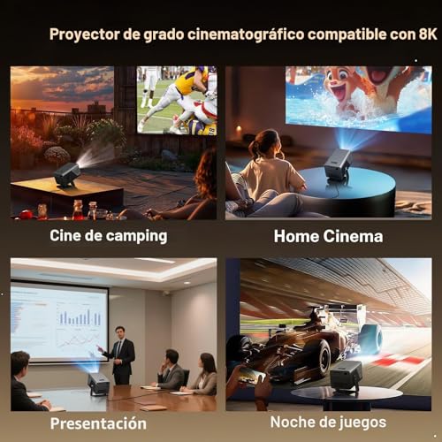 [2000 ANSI / 1080P UHD Native / AI Visual Calibration] Projector with 8K/4K Support, X7 Smart Projector with Android 14, Auto Focus and Correction, Hi-Res Audio, WiFi 6 & Bluetooth 5.4