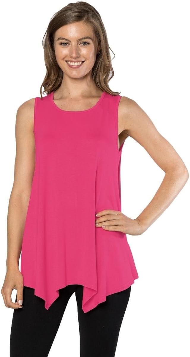 Velucci Womens Tunic Tank Top T-Shirt - Loose Basic Sleeveless Tee Shirt Blouse