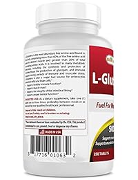 Mejor Naturals L-Glutamina 500 mg 250 tabletas