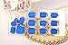 YUNAI 24PCS Matte with Metallic French Acrylic False Fake Full Nail Tip Art Royal Blue&Gold