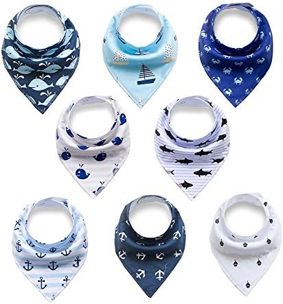 Baby Bandana Drool Bibs,Baby Dribble Bibs with Snaps 8 pack Baby Shower Gift Set for Teething and Drooling,100% Organic Cotton,Soft and Absorbent,Feeding Bibs For Newborns Boys Girls Infants Toddlers