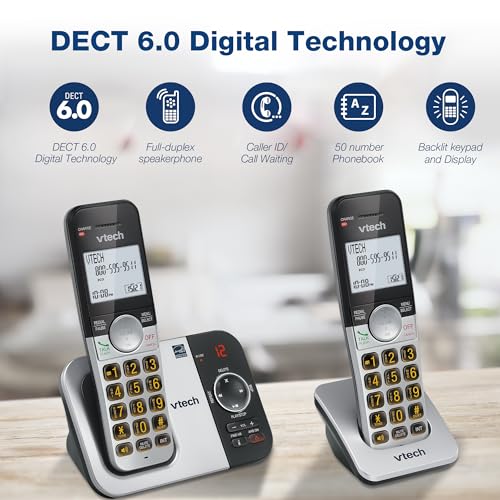 VTECH 3-HANDSET CORDLESS PHONE WITH ANSWERING MACHINE, WITH LARGE DISPLAY AND BIG BUTTONS CALLER ID, FULL-DUPLEX SPEAKERPHONE, LAST 10 NUMBER REDIAL, EASY TO USE VG232-3