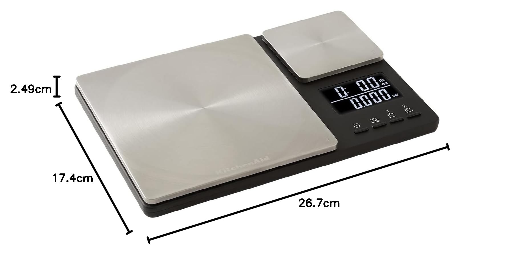 KitchenAid Digital Food Scale with Two Platforms, Weighs Between 5000g and 500g, Black, One Size