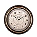 SonYo Silent Non-Ticking Round Imitate Wooden Wall Clocks (12 Inches) Decorative Vintage Style,Goldenrim