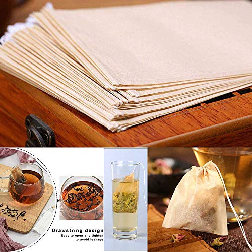Amian Shop Tea Filter Bags,300 Pieces Disposable Tea Bag Paper Tea Infuser with Drawstring Safe Strong Penetration Unbleached Paper for Loose Leaf Tea and Coffee - Thumbnail 2