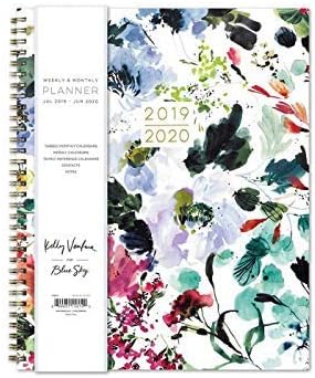 2019-2020 Academic Planner 9"x 11" Flexible Cover - Kelly Ventura for Blue Sky and Stylus Lighter Pen from TheBeliever (Floral Watercolor)