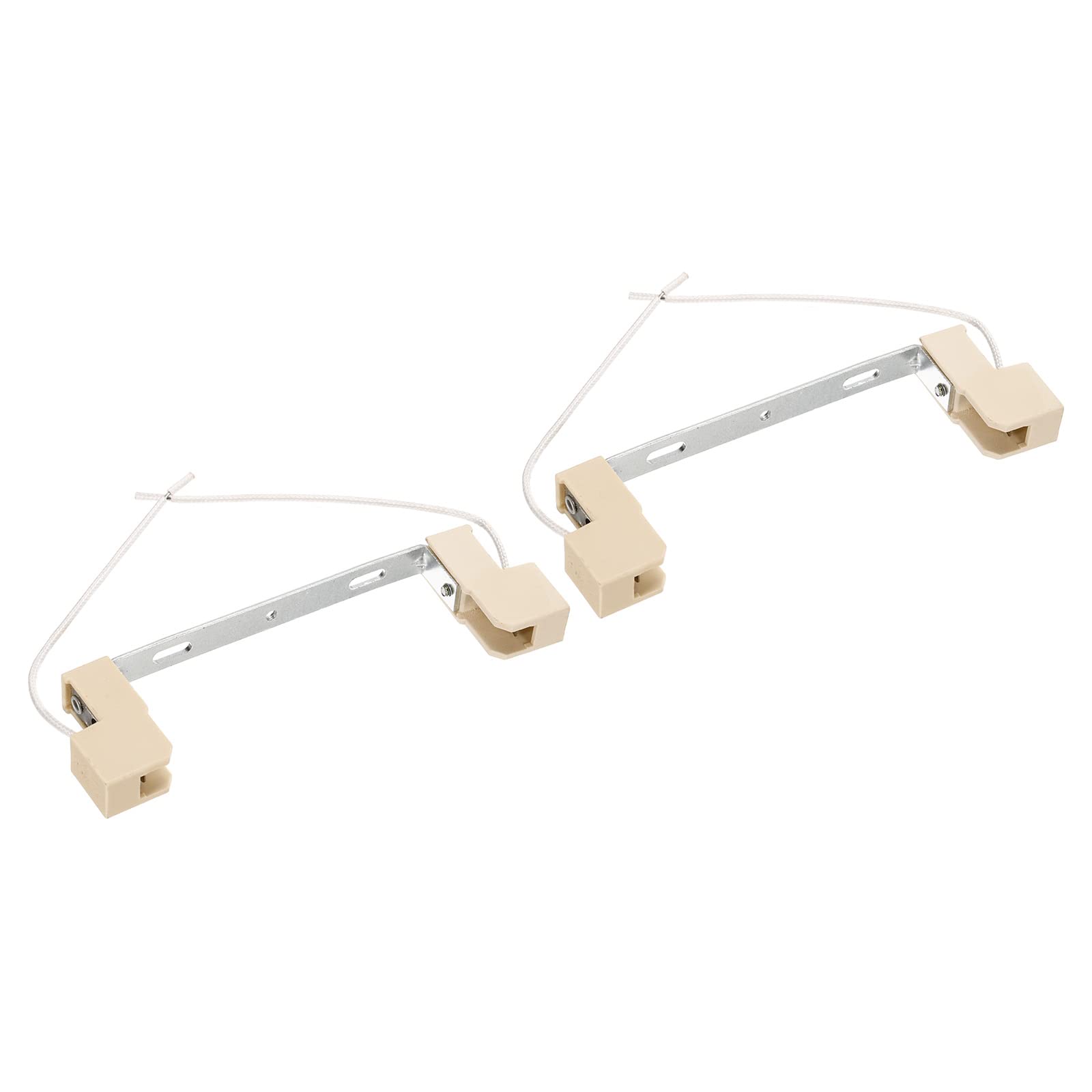 PATIKIL 135mm R7S Socket, 2 Pack Ceramic Lamp Holder Halogen Socket Bulb Base Converter Connector Double Ended with Cable Wire, Silver Tone White