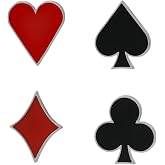 QLUYCKW 4PCS Playing Card Enamel Lapel Pin Set for Women Men Fashion Novelty Enamel Hearts Spades A and Ace Playing Cards Brooch Poker Themed Clothing Accessories Jewelry