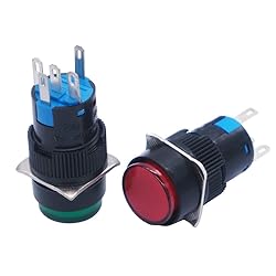 mxuteuk 5pcs 16mm DC12V Momentary LED Push Button