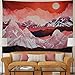 Galoker Mountains Tapestry Abstract Sunset Tapestry Red Nature Landscape Wall Hanging Tapestries for Room H51.2× W59.1inches