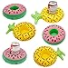 Cazul Goods Inflatable Pool Drink Holder Floats - 3 pieces Watermelon and 3 pieces Pineapple Design (Set of 6)