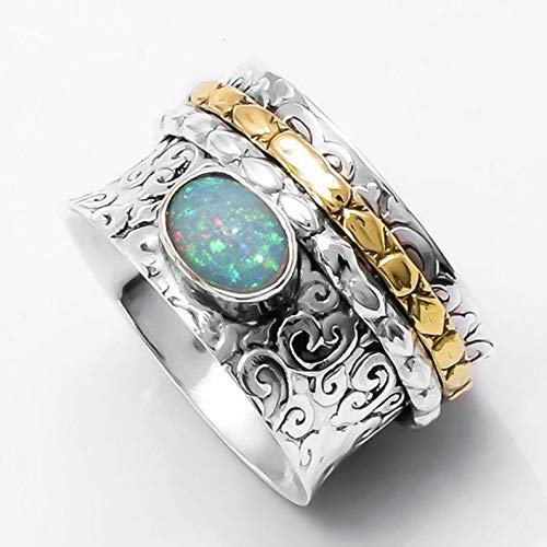 Amazon Com Ethiopian Opal Ring 925 Sterling Silver Spinner Ring Designer Band Ring Statement Ring Mother S Day Gift Handmade