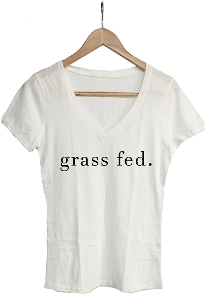 Amazon Grass Fedレディース用vネックホワイト Veganベジタリアン カラー ホワイト Tシャツ カットソー 通販