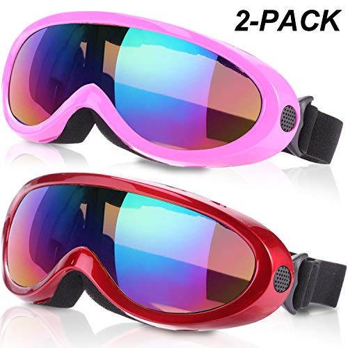 Rngeo Ski Goggles, Pack of 2, Snowboard Goggles for Kids, Boys & Girls, Youth, Men & Women, with UV 400 Protection, Wind Resistance, Anti-Glare Lenses, 2018 New Edition