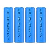 18650 Battery 3.7V 2200mAh Performance Li-ion Rechargeable Batteries Flat Top Battery for Outdoor LED Flashlight Torch - Pack of 4, Blue