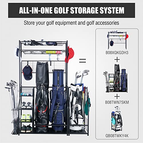 Mythinglogic Golf Bag Storage Garage Organizer, 3 Golf Bags Storage