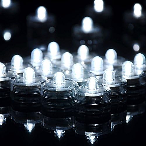 Dealetech 10pcs Waterproof Wedding Party Underwater Submersible LED Battery Sub Candles Lights (White)
